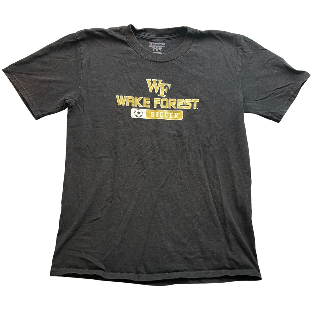 Wake Forest Soccer Shirt Boys Extra Large Black Spell Out‎ College Athleisure